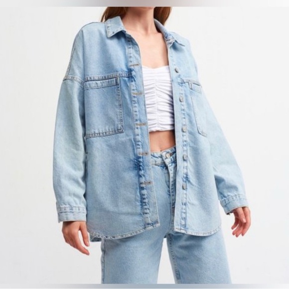 Express Jackets & Blazers - Express Blue Jean Jacket Relaxed Fit